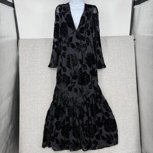 chinese dress ladies Daphne Brown Floral Ruffle Maxi Dress